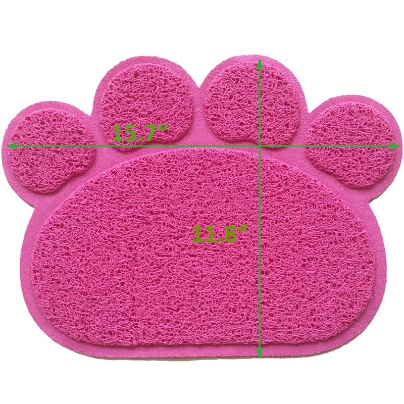 JOYJULY PVC Pet Dog Cat Puppy Kitten Dish Bowl Food Water Feeding Placemat, Non-Slip Cat Litter Mat Paw Shape, Rose Small - Image 4